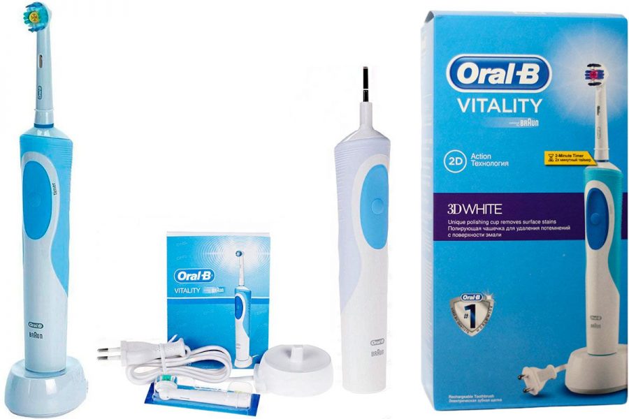 Вращающаяся электрическая зубная щетка Braun Oral-B Vitality 3D White Luxe D12.513W